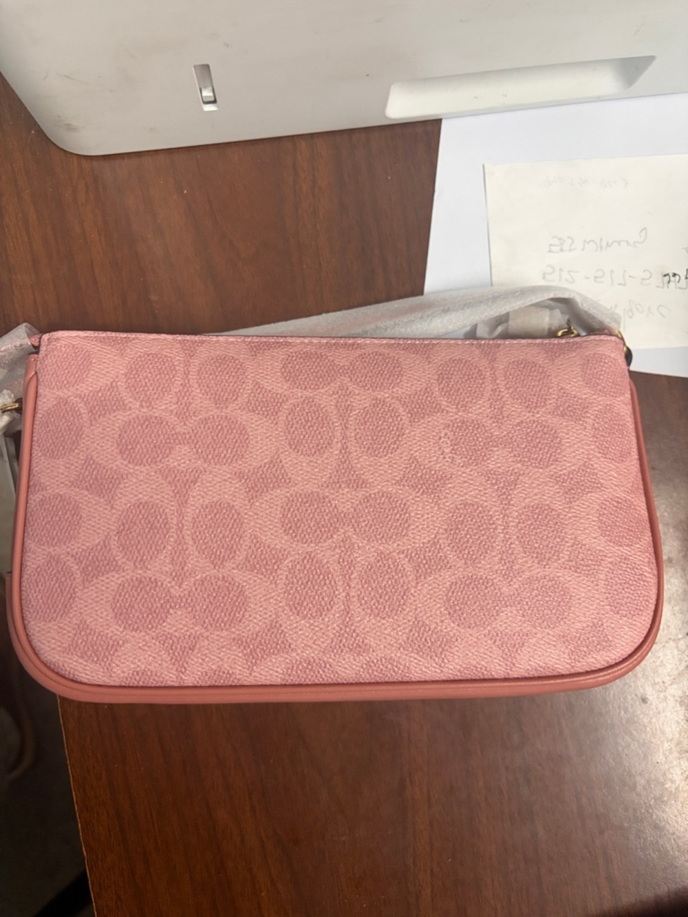 Coach Pink Signature Wristlet Clutch